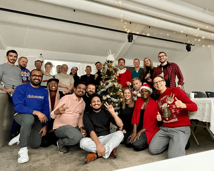 The Data Talks team during a Christmas party